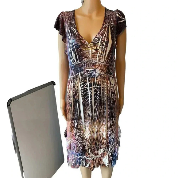 STYLE & CO WOMENS M MIDI DRESS RHINESTONES MULTI COLOR FAIRY STRETCH COMFORTABLE - Picture 1 of 8